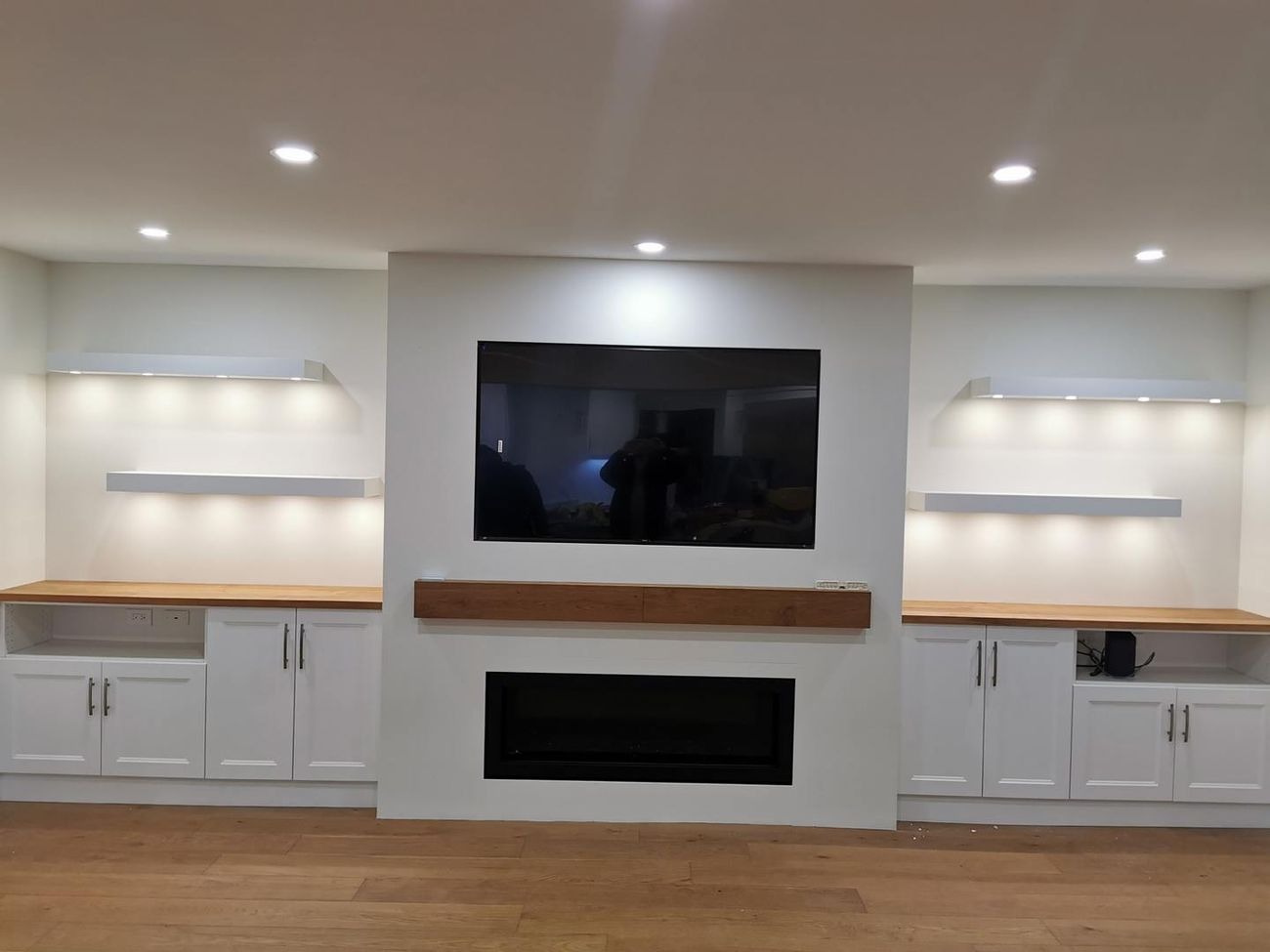 Stacked Stone Media Wall